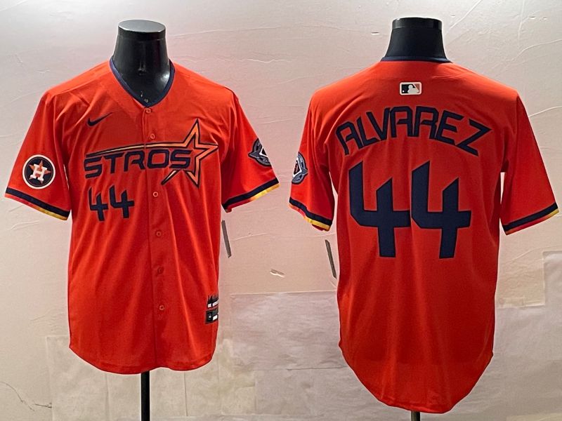 Men Houston Astros 44 Alvarez Orange Three generations Joint Name 2025 Nike MLB Jersey style 8